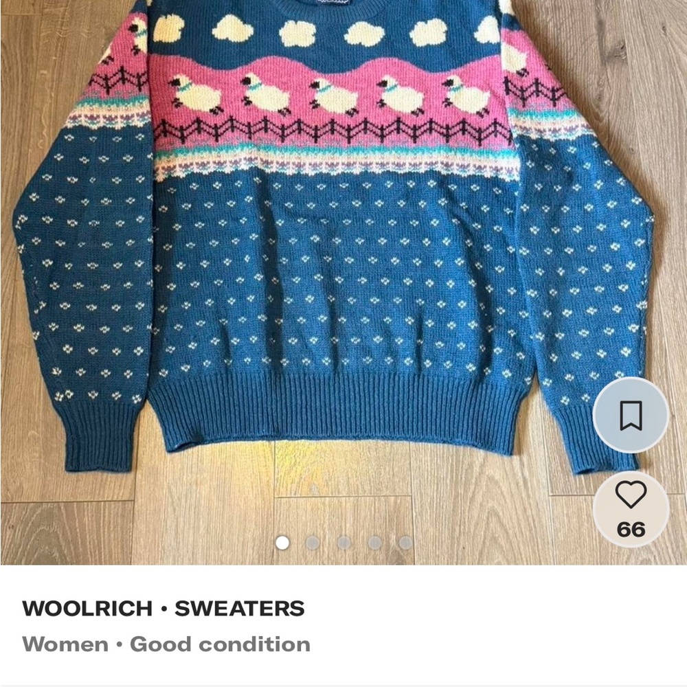 Woolrich Women's Blue and Pink Sweater